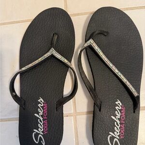 Skechers Women's Black Sandals with Pastel Rhinestones